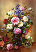 Roses in a Blue Vase